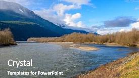  Presentation with canada - Cool new slide set with beautiful mountain river in canada backdrop and a gray colored foreground