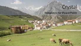  Presentation with land - Presentation having beautiful mountain scape background and a light gray colored foreground