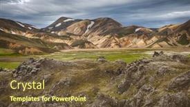  Presentation with iceland - Amazing PPT theme having beautiful-mountains-at-landmannalaugar-iceland backdrop and a tawny brown colored foreground