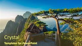  Presentation with china - Theme enhanced with beautiful-mountains-in-huangshan-anhui background and a tawny brown colored foreground