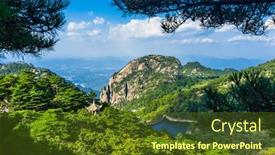  Presentation with china - Beautiful theme featuring beautiful-mountains-in-huangshan-anhui backdrop and a tawny brown colored foreground