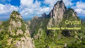  Presentation with china - PPT layouts having beautiful-mountains-in-huangshan-anhui background and a tawny brown colored foreground