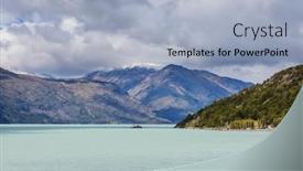  Presentation with chile patagonia - Theme with beautiful-mountains-landscape-along-gravel background and a light blue colored foreground