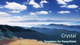  Presentation with beautiful mountains river lake sky nature - Slides featuring beautiful mountains landscape and cloudy sky background and a ocean colored foreground
