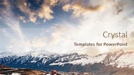  Presentation with beautiful houses - Slides with beautiful mountains landscape in georgia with road and houses in gudauri at sunset background and a cream colored foreground