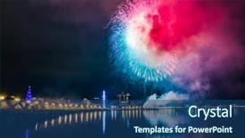  Presentation with new year - Colorful PPT theme enhanced with beautiful multicolored new year's backdrop and a ocean colored foreground