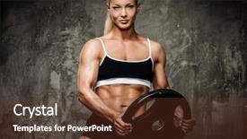  Presentation with woman - PPT layouts enhanced with beautiful muscular bodybuilder woman background and a tawny brown colored foreground