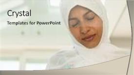  Presentation with arabic woman - Theme featuring beautiful muslim arabic woman inside background and a sky blue colored foreground