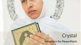  Presentation with arabic woman - Presentation design consisting of beautiful muslim arabic woman inside background and a coral colored foreground