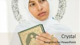  Presentation with arabic woman - Slide set having beautiful muslim arabic woman inside background and a coral colored foreground