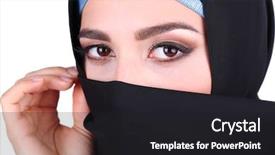  Presentation with arabic woman - Presentation theme with beautiful muslim arabic woman background and a dark gray colored foreground