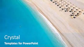  Presentation with turquoise beach - PPT theme with beautiful-myrtos-beach background and a teal colored foreground
