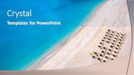  Presentation with turquoise beach - Theme featuring beautiful-myrtos-beach background and a teal colored foreground
