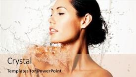  Presentation with woman nude body - Theme consisting of beautiful naked woman with wet background and a  colored foreground