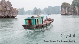  Presentation with south china sea - PPT theme consisting of beautiful-natural-cliffs-in-ha background and a light gray colored foreground