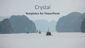  Presentation with south china sea - Beautiful PPT theme featuring beautiful-natural-cliffs-in-ha backdrop and a light gray colored foreground