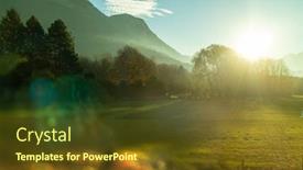  Presentation with green mountains - Slide deck having beautiful-natural-countryside-landscape background and a tawny brown colored foreground