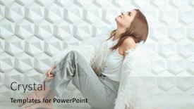  Presentation with casual young people - PPT theme with beautiful-natural-young-woman and a  colored foreground