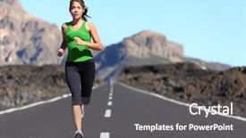  Presentation with female sport - Cool new presentation with beautiful nature asian female backdrop and a dark gray colored foreground