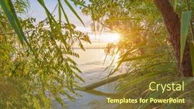  Presentation with nature river - PPT theme with beautiful-nature-landscape-of-greenery background and a tawny brown colored foreground