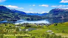  Presentation with beautiful nature - Presentation design featuring beautiful-nature-norway-natural-landscape background and a tawny brown colored foreground