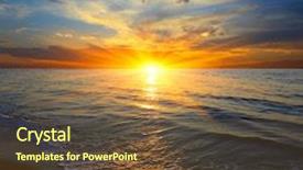  Presentation with scene - Presentation theme featuring beautiful nature wind - nice sunset scene over sea background and a tawny brown colored foreground