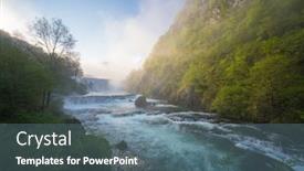  Presentation with beautiful-nature - Colorful PPT theme enhanced with beautiful nature with flowing water all backdrop and a ocean colored foreground