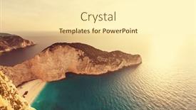  Presentation with zakynthos - Presentation theme featuring beautiful navagio beach on zakynthos island in greece background and a cream colored foreground