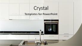  Presentation with apartment - Presentation theme consisting of beautiful new apartment interior kitchen background and a sky blue colored foreground