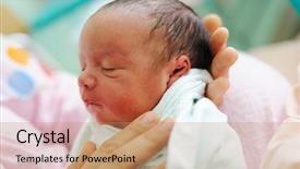  Presentation with mothers - Slide deck with beautiful new born baby background and a coral colored foreground