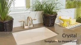  Presentation with bathroom - Slide set consisting of beautiful new modern bathroom sink background and a coral colored foreground