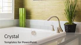  Presentation with tiles - PPT theme with beautiful new modern bathtub faucet background and a light gray colored foreground