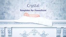  Presentation with vintage art - Colorful presentation theme enhanced with beautiful newborn baby sleeping peacefully on a white fireplace art vintage style backdrop and a sky blue colored foreground