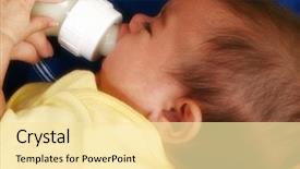  Presentation with baby bottle - Colorful PPT theme enhanced with beautiful-newborn-hispanic-baby-drinking backdrop and a blonde colored foreground