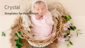  Presentation with newborn - Cool new slide set with beautiful-newborn-sleeping-in-decorated backdrop and a lemonade colored foreground