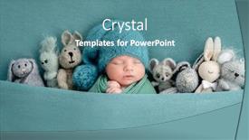  Presentation with sleeping - Slides featuring beautiful-newborn-sleeping-with-knitted background and a teal colored foreground