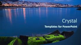  Presentation with scene - Presentation theme enhanced with beautiful-night-scene-over-costa background and a ocean colored foreground