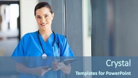  Presentation with icu nurse hospital patients - PPT theme featuring beautiful nurse portrait in hospital background and a ocean colored foreground