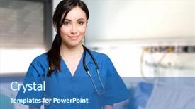  Presentation with nurse - Beautiful presentation design featuring beautiful nurse portrait backdrop and a ocean colored foreground