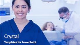  Presentation with nursing to nurse communication - Beautiful slide set featuring beautiful nurse smiling backdrop and a royal blue colored foreground