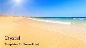  Presentation with ocean - PPT layouts enhanced with fuerteventura - beautiful ocean beach on canary background and a light gray colored foreground