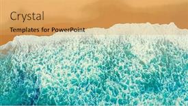  Presentation with sand ocean - PPT theme having beautiful-ocean-beach-with-yellow background and a yellow colored foreground