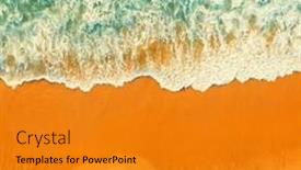  Presentation with sand ocean - Slide set featuring beautiful-ocean-beach-with-yellow background and a gold colored foreground