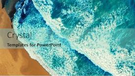  Presentation with sand ocean - Theme enhanced with beautiful-ocean-beach-with-yellow background and a seafoam green colored foreground