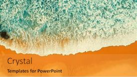  Presentation with sand ocean - PPT theme featuring beautiful-ocean-beach-with-yellow background and a yellow colored foreground