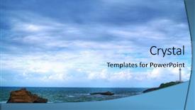  Presentation with cliff - Audience pleasing PPT theme consisting of beautiful ocean lihthouse on cliff backdrop and a light blue colored foreground