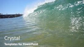  Presentation with ocean waves - Audience pleasing presentation theme consisting of beautiful-ocean-waves-nature-background backdrop and a gray colored foreground