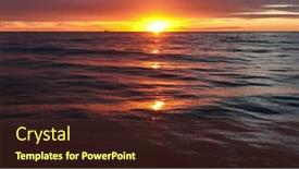  Presentation with ocean waves - Presentation theme with beautiful-ocean-waves-with-sunset background and a tawny brown colored foreground