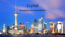  Presentation with shanghai - Beautiful slides featuring beautiful of shanghai night scene backdrop and a light blue colored foreground