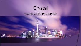  Presentation with shanghai - PPT layouts with beautiful of shanghai night scene background and a coral colored foreground